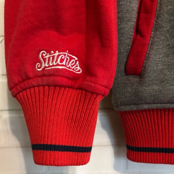 Vintage Anaheim Angels Stitches Red Gray MLB Fleece Baseball Sweatshirt Jacket M - Picture 8 of 16